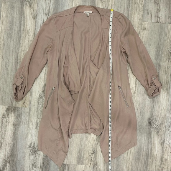 Eliane Rose Open Blazer Jacket Tencel Beige Pink Roll Tab 3/4 Sleeve Size L - Picture 3 of 6